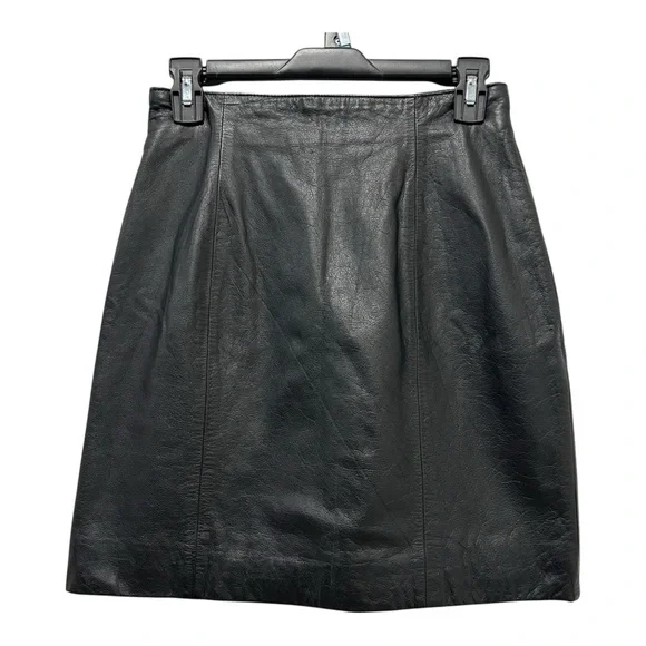 Vintage Y2K Wilson Classic Black Leather Lined Mini Skirt SZ 6 - Picture 2 of 4